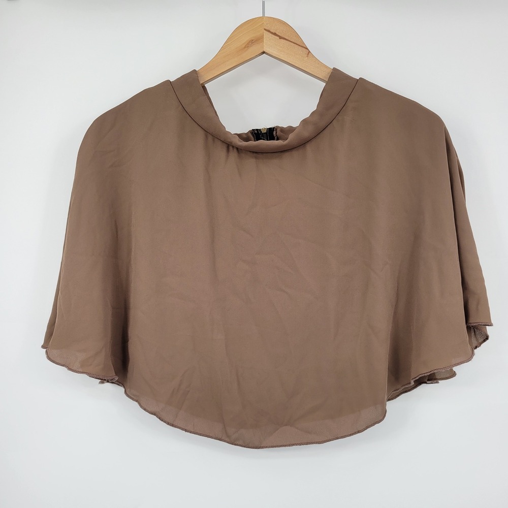Ambiance Chiffon Capelet Shrug Women Brown Layering Fairy Grunge Earthy